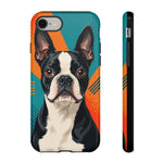 Boston Terrier Pop-Art Portrait Tough Phone Case - Teal Orange