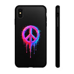 Glitch Peace Sign Phone Case, RGB Melt Digital Art Tough Cover, Gift