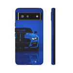 Blue Mustang Art Phone Case, GT500 American Muscle Car Tough Cover for Men