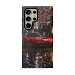 Red FD RX-7 Blossom Alley Tough Phone Case - Rain-Slicked Night