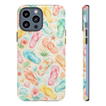 Watercolor Flip Flops pattern Tough Case | Beach Shells Phone Cover