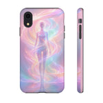 Pastel Aura Phone Case, Swirling Silhouette 3D Cover, Gift
