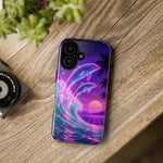 Neon Dolphin Ocean Vaporwave Art Tough Phone Case