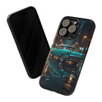 Vintage Teal 1957 Bel Air Classic Car Tough Case | Retro Rainy City Phone Cover