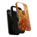 Yorkshire Terrier Jumping in Autumn Leaves Tough Case | Fall Dog Phone Cover