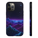 Retro Neon Mountains Phone Case | Vaporwave Galaxy Landscape