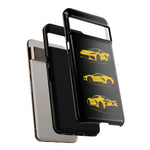 C8 Phone Case Yellow, Three-View Vector Cover, Gift for Vette Drivers