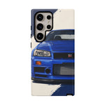 R34 Skyline GT-R Bayside Blue Tough Phone Case for 90s JDM Fans