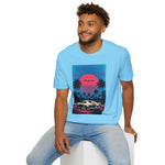 1994 Supra MK4 Cyan Magenta Retrowave Beach Sunset T-Shirt JDM Fan Gift