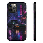 Neon City Night Prelude JDM Car phone case | Vaporwave rainy street