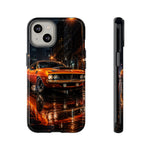 Orange Cuda Phone Case, Rainy City Night Muscle Car Tough Cover