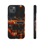Orange Cuda Phone Case, Rainy City Night Muscle Car Tough Cover