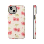 Pink Cherry Pattern Phone Case | Cute Retro Fruit Design