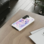 Pastel Cat Phone Case, Headphones Glitch Color Block Cover