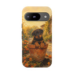 Rottweiler Puppy in Flower Pot Tough Case | Floral Dog Phone Cover