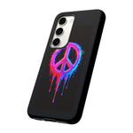 Glitch Peace Sign Phone Case, RGB Melt Digital Art Tough Cover, Gift