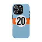 Copy of Blue Orange Number 20 Retro Racing Stripe Tough Phone Case Cover