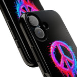 Glitch Peace Sign Phone Case, RGB Melt Digital Art Tough Cover, Gift