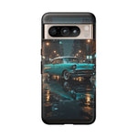 Vintage Teal 1957 Bel Air Classic Car Tough Case | Retro Rainy City Phone Cover