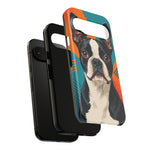 Boston Terrier Pop-Art Portrait Tough Phone Case - Teal Orange