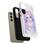 Pastel Cat Phone Case, Headphones Glitch Color Block Cover