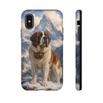Saint Bernard Dog Phone Case | Mountain Snow Scene, Protective Tough Case