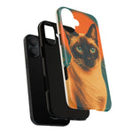 Siamese Cat Retro Halftone Portrait Case - Orange Teal Print