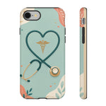 Stethoscope Heart Phone Case, Nurse Icon Teal Cover