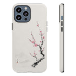 Plum Blossom Ink Wash Phone Case Minimalist Zen Tough Case