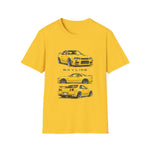 Yellow 1999 Skyline Illustration JDM T-Shirt | R34 GTR Car Trio