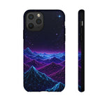 Retro Neon Mountains Phone Case | Vaporwave Galaxy Landscape