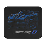 C7 ZR1 Sports Car Mouse Pad – Blue Corvette-Style Art, Non-Slip Rubber Base, 9.5x7.9 in