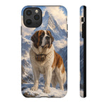 Saint Bernard Dog Phone Case | Mountain Snow Scene, Protective Tough Case