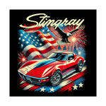Stingray Corvette Poster – Patriotic USA Flag, Eagle & Fireworks Art