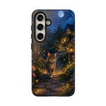 Moonlit Garden Cat Phone Case, Firefly Painterly Art Cover