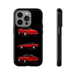 C4 Corvette Art Phone Case Red, Three-View Vector Cover, Gift
