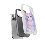 Pastel Cat Phone Case, Headphones Glitch Color Block Cover