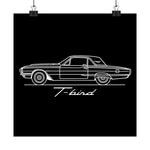 1966 Ford Thunderbird Poster Classic T-Bird Line Art Wall Print Car Decor