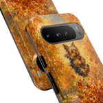 Yorkshire Terrier Jumping in Autumn Leaves Tough Case | Fall Dog Phone Cover