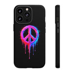 Glitch Peace Sign Phone Case, RGB Melt Digital Art Tough Cover, Gift