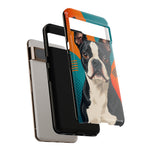Boston Terrier Pop-Art Portrait Tough Phone Case - Teal Orange