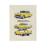 1955 Yellow Chevy Bel Air Illustration Blanket | Vintage Car Throw