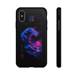 Cresting Wave Glitch Art Tough Phone Case - Blue Magenta