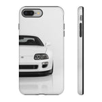 White MK4 Supra Phone Case, Retro 90s JDM Tough Cover for Car Enthusiasts