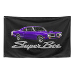 1970 Super Bee Wall Flag Banner 34x56 Plum Crazy Purple Muscle Car Decor