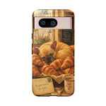 Sleeping French Bulldog with Croissants phone case | cute bakery scene