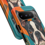 Boston Terrier Pop-Art Portrait Tough Phone Case - Teal Orange