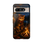 Campfire Cat Phone Case, Marshmallow Night Painterly Cover