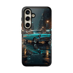 Vintage Teal 1957 Bel Air Classic Car Tough Case | Retro Rainy City Phone Cover