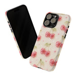 Pink Cherry Pattern Phone Case | Cute Retro Fruit Design